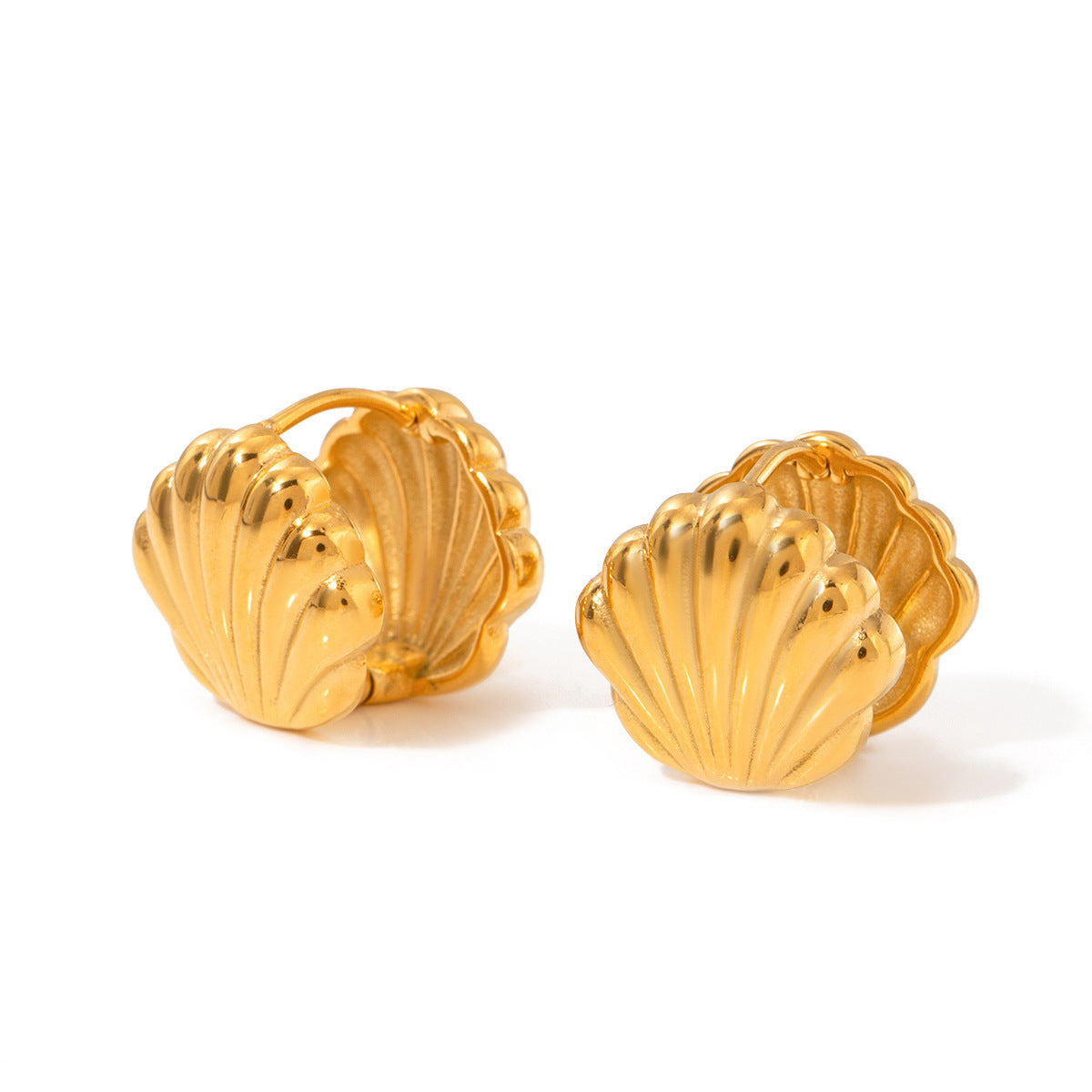 Oceanic Elegance Shell Earrings - 18K Gold