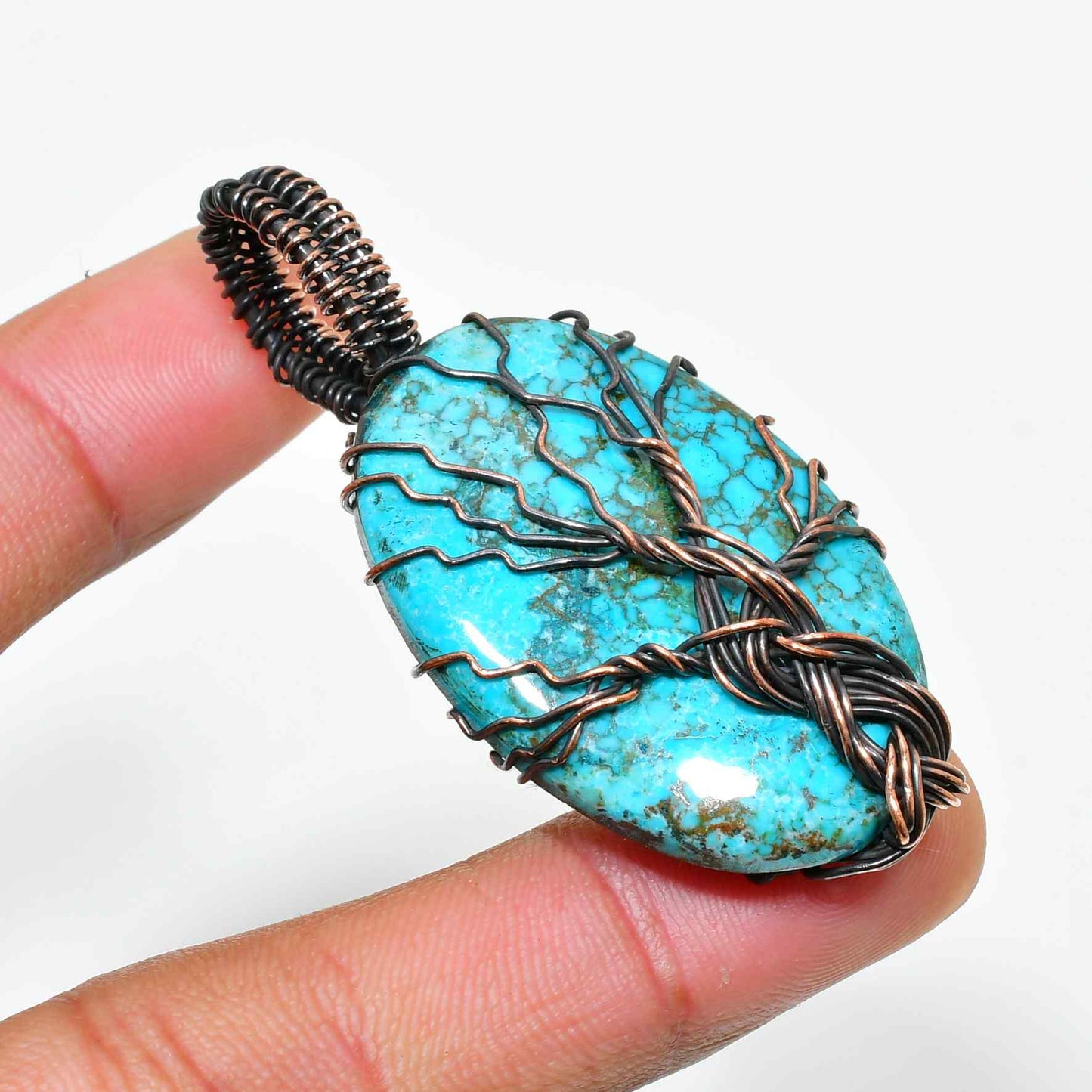 Gaia’s Embrace – Turquoise Tree of Life Copper Pendant