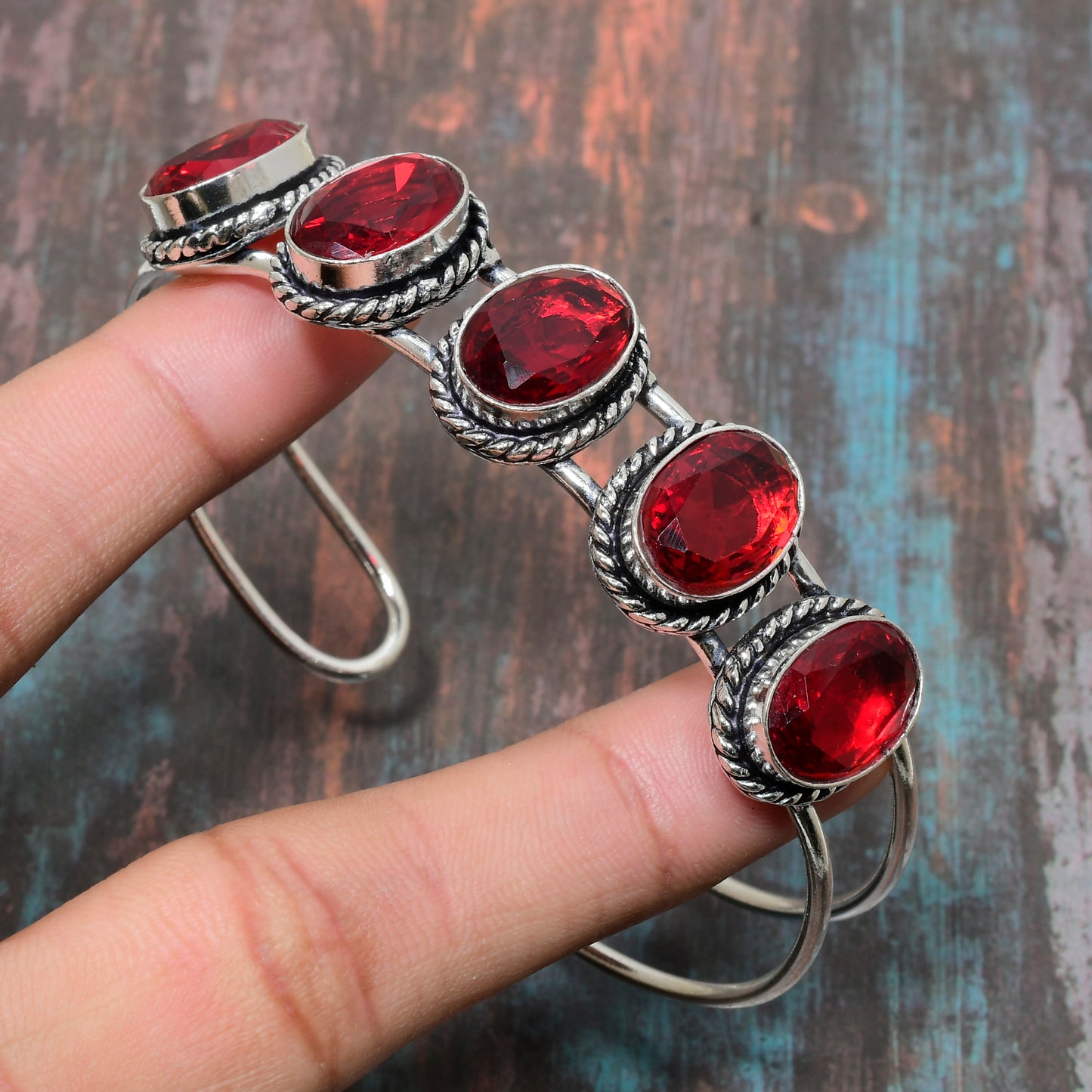 Passion’s Flame Cuff – Ruby & Sterling Silver
