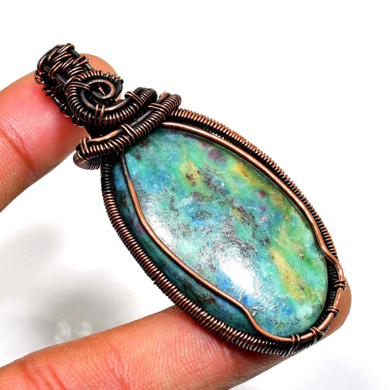 Enchanting Variance – Turquoise & Oxidized Copper Pendant