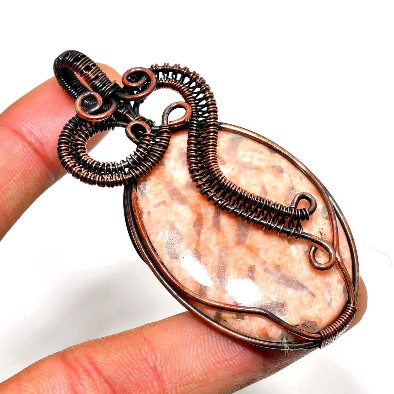 Harmoni’s Essence – Copper-Wrapped Natural Stone Pendant