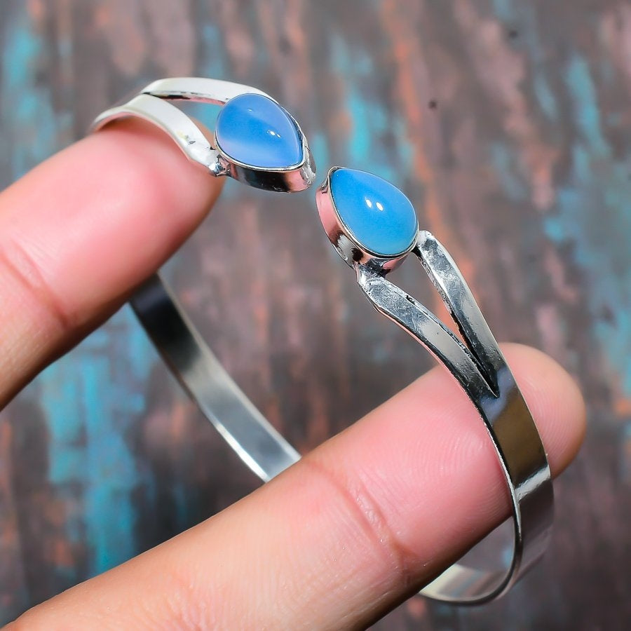 Celestial Serenity – Silver & Blue Opal Bracelet