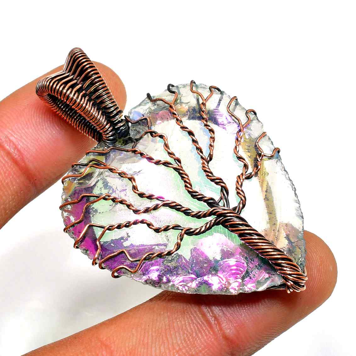 Gaia’s Grove – Copper Quartz Tree Pendant