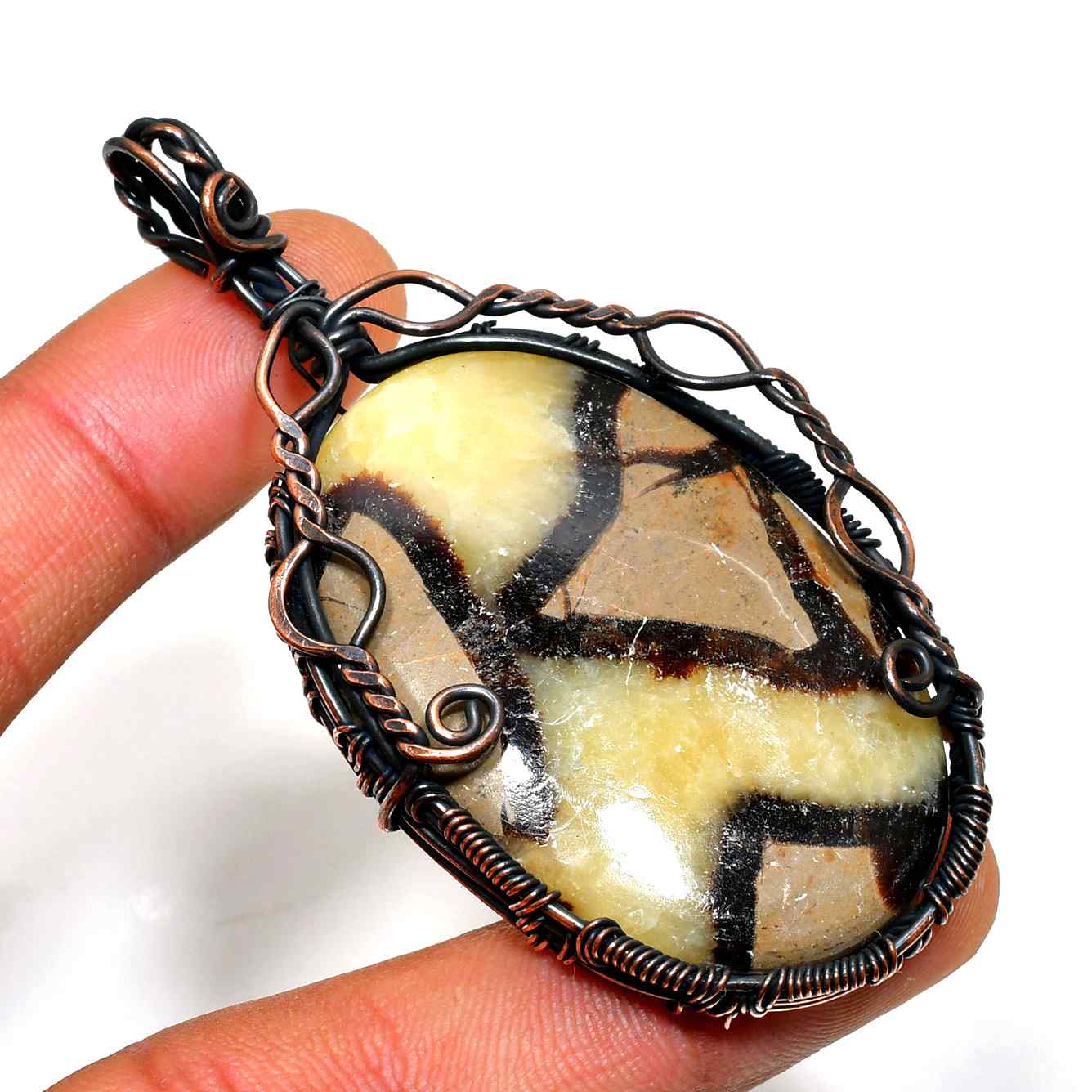 Amber Earth – Yellow Brown Copper Pendant