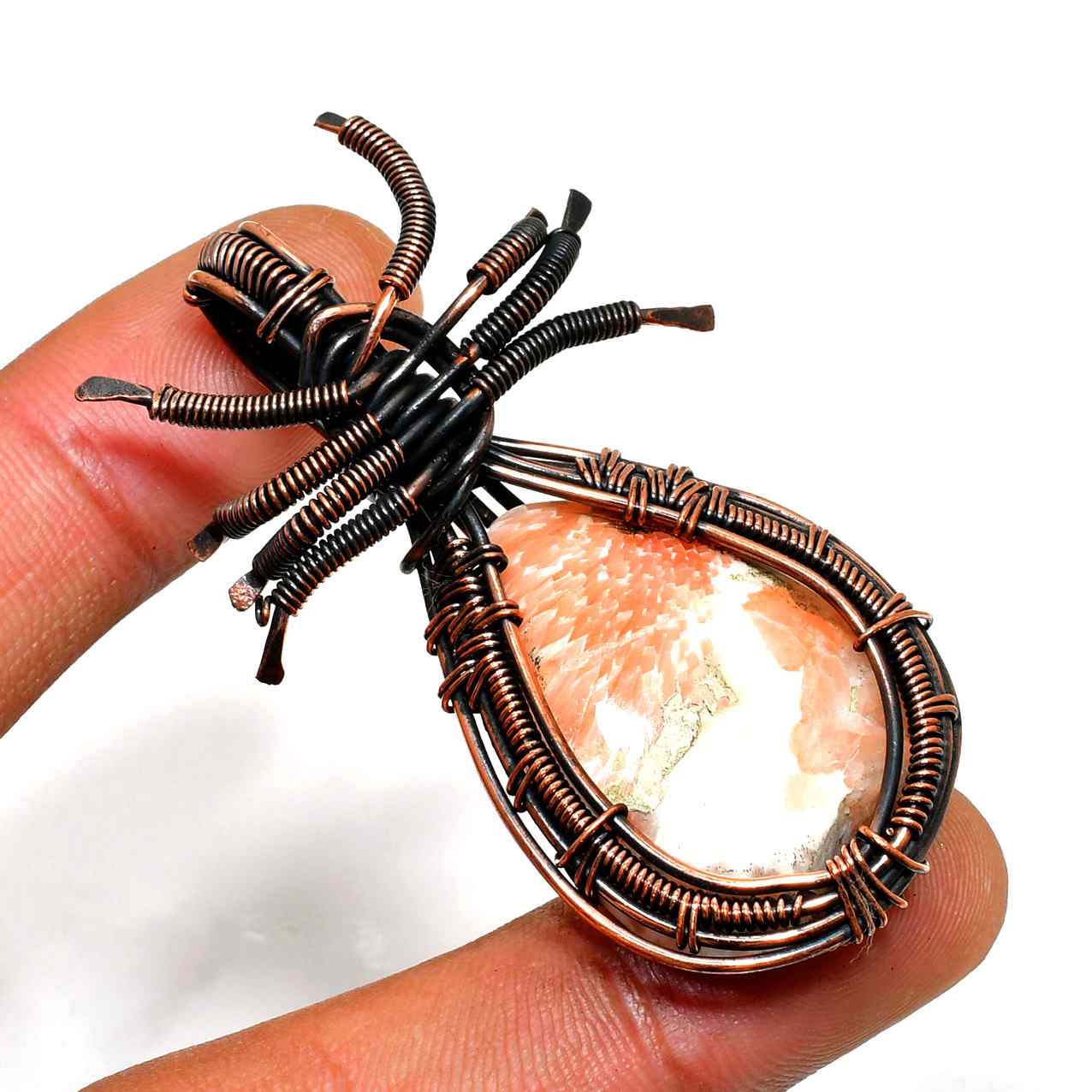 Aurora’s Embrace – Pink Opal Copper Pendant