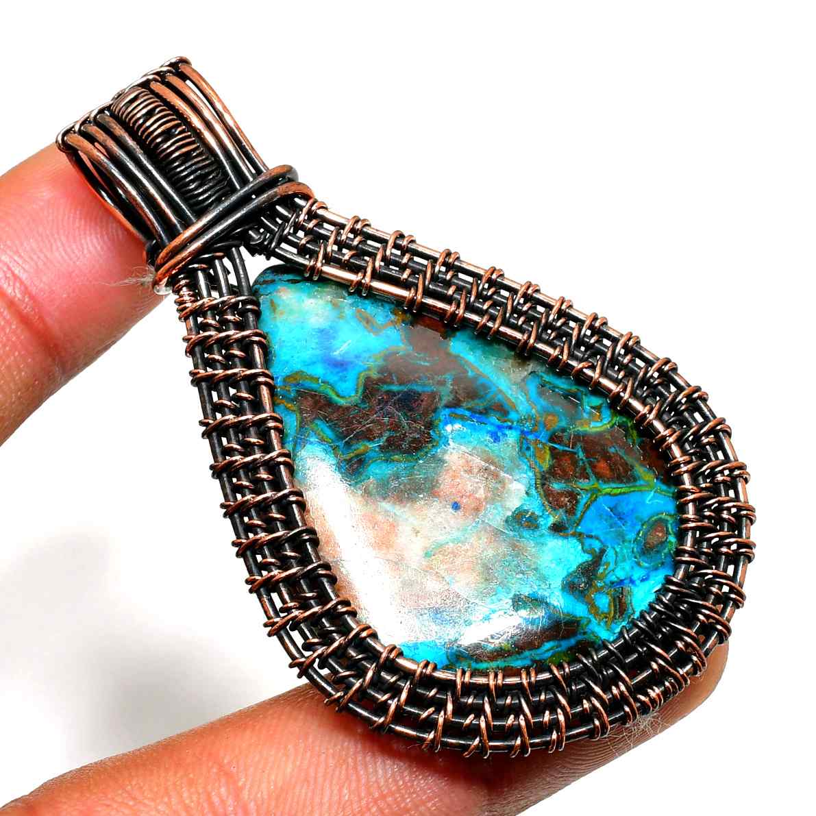 Ocean’s Embrace – Turquoise & Oxidized Copper Pendant