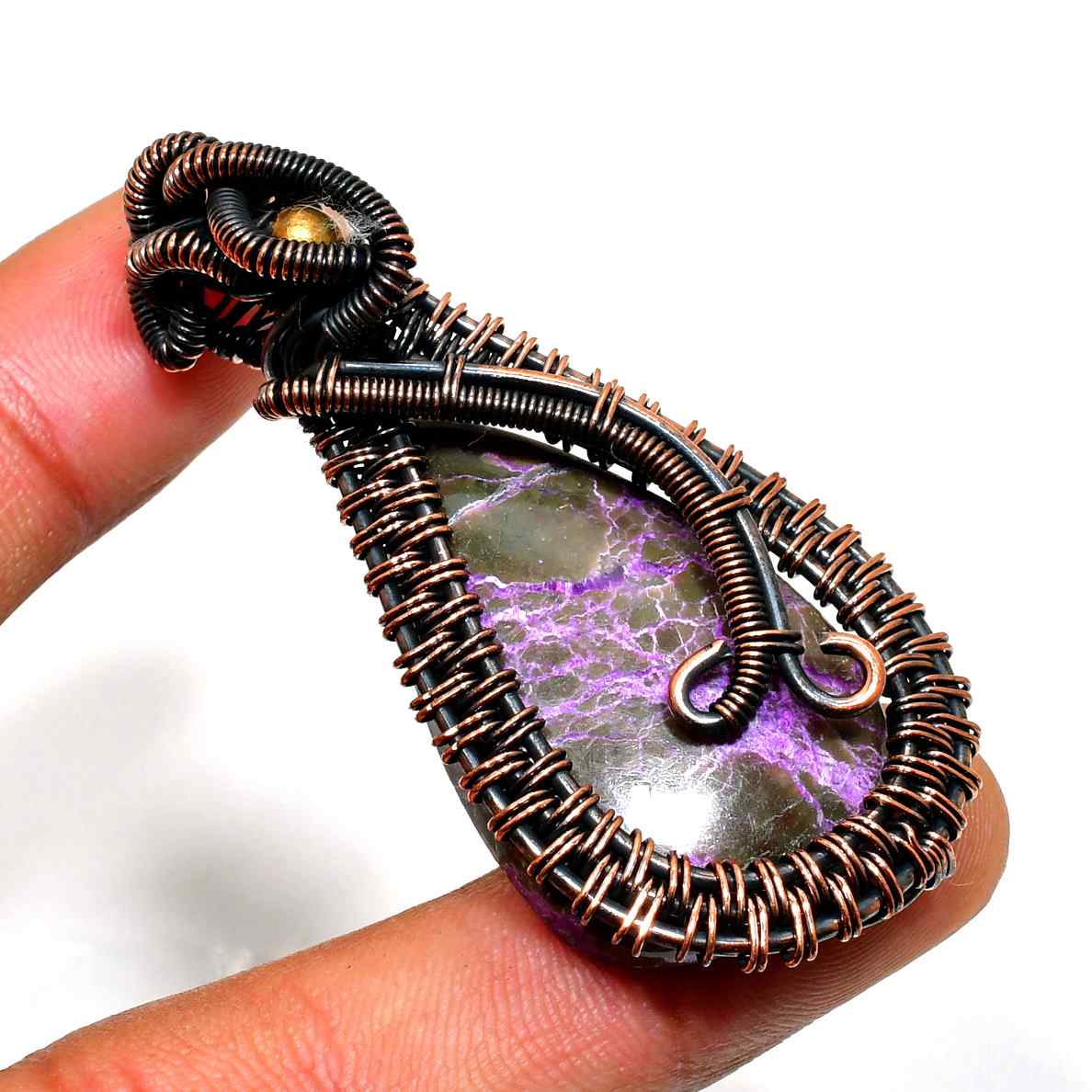 Ezra’s Veil – Oxidized Copper Amethyst Pendant