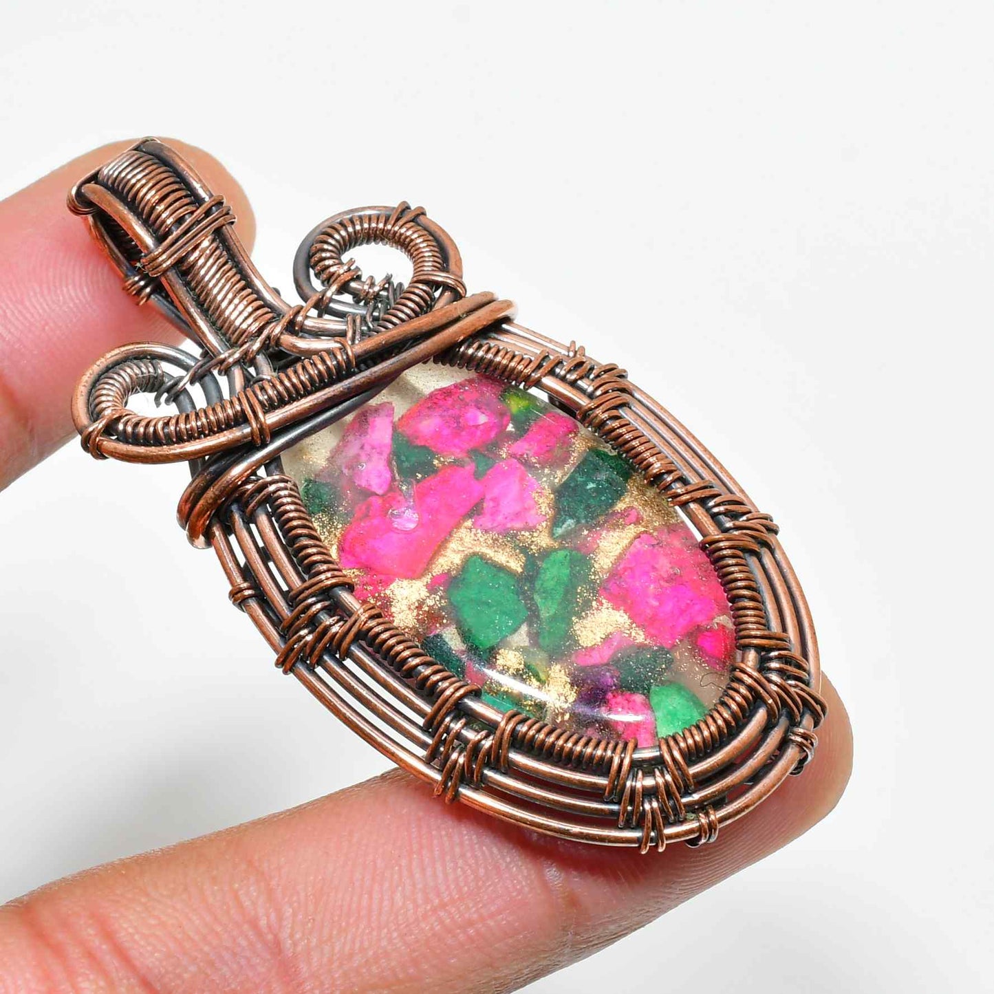 Kaleidoscope Bliss – Tourmaline & Copper Pendant