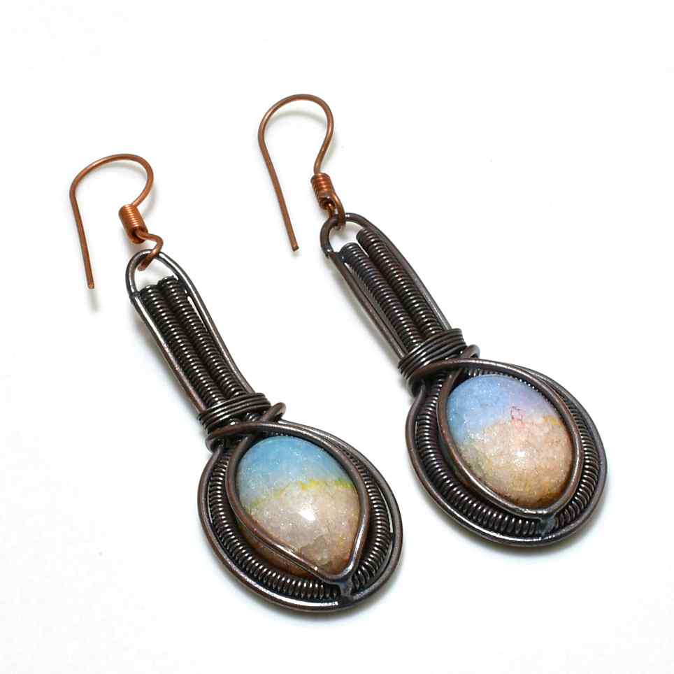 Elara’s Dance – Opal Copper Earrings