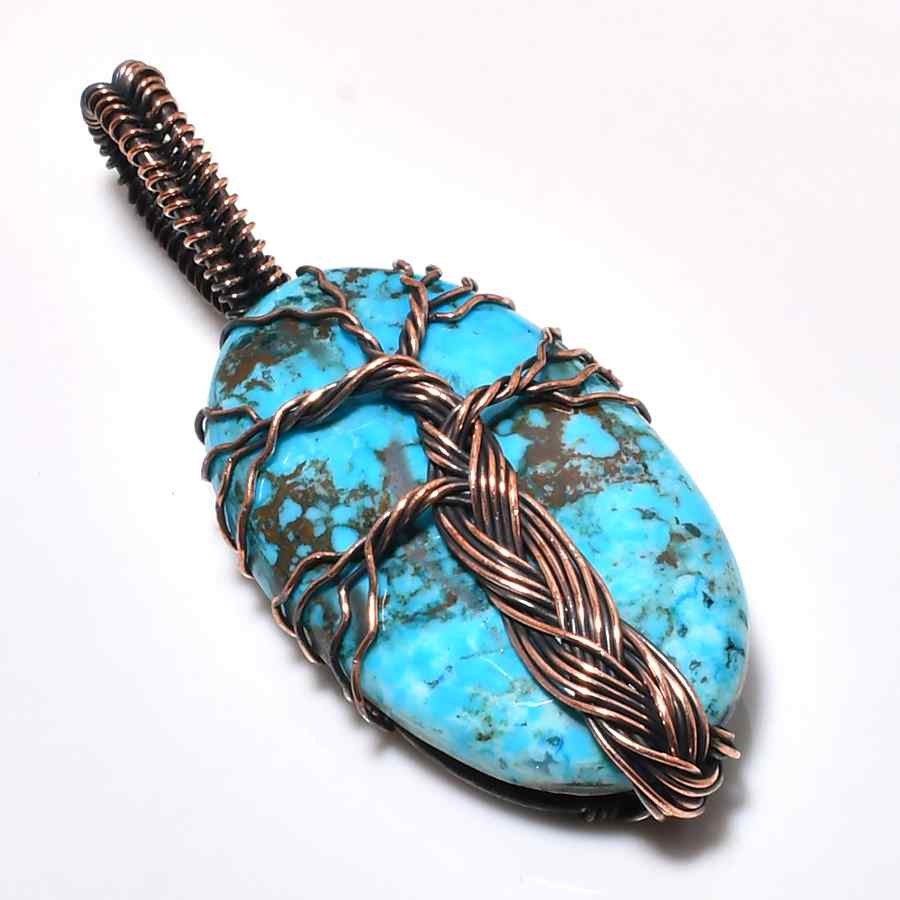 Serenity’s Touch – Copper-Wrapped Turquoise Pendant