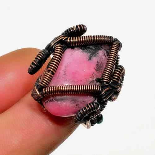 Amara’s Embrace – Rhodochrosite Copper Ring