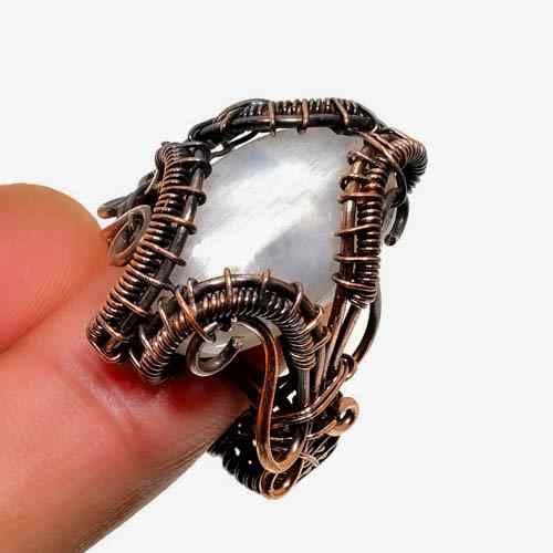 Moonlit Whisper – Handwrapped Copper Moonstone Ring