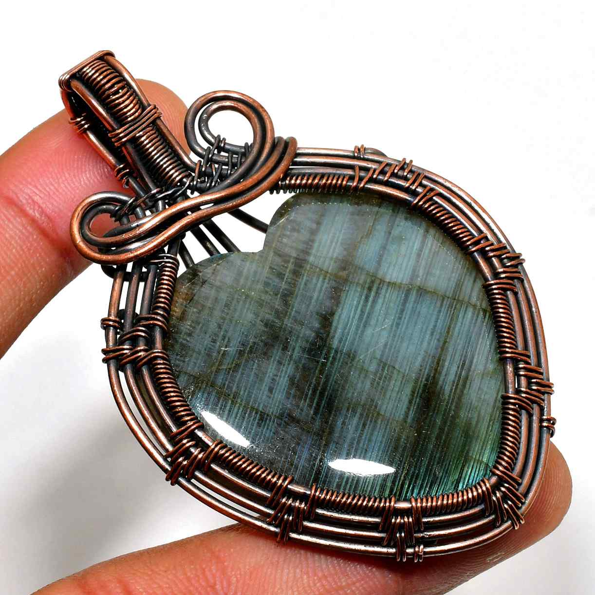 Aurora’s Quest – Labradorite Copper Pendant