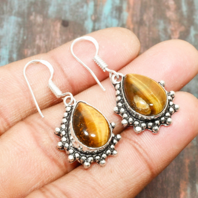 Golden Harmony – Sterling Silver Tiger’s Eye Earrings