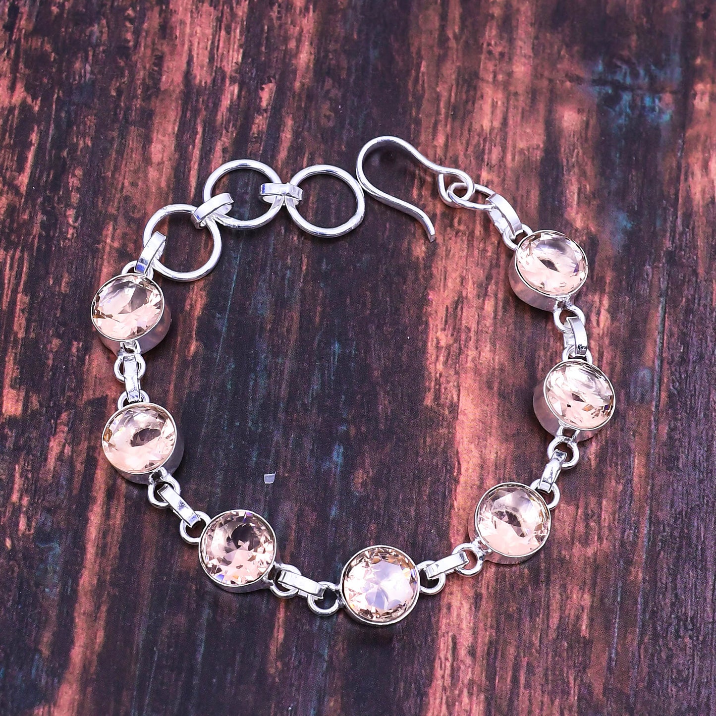 Heart’s Harmony – Sterling Silver Rose Quartz Bracelet