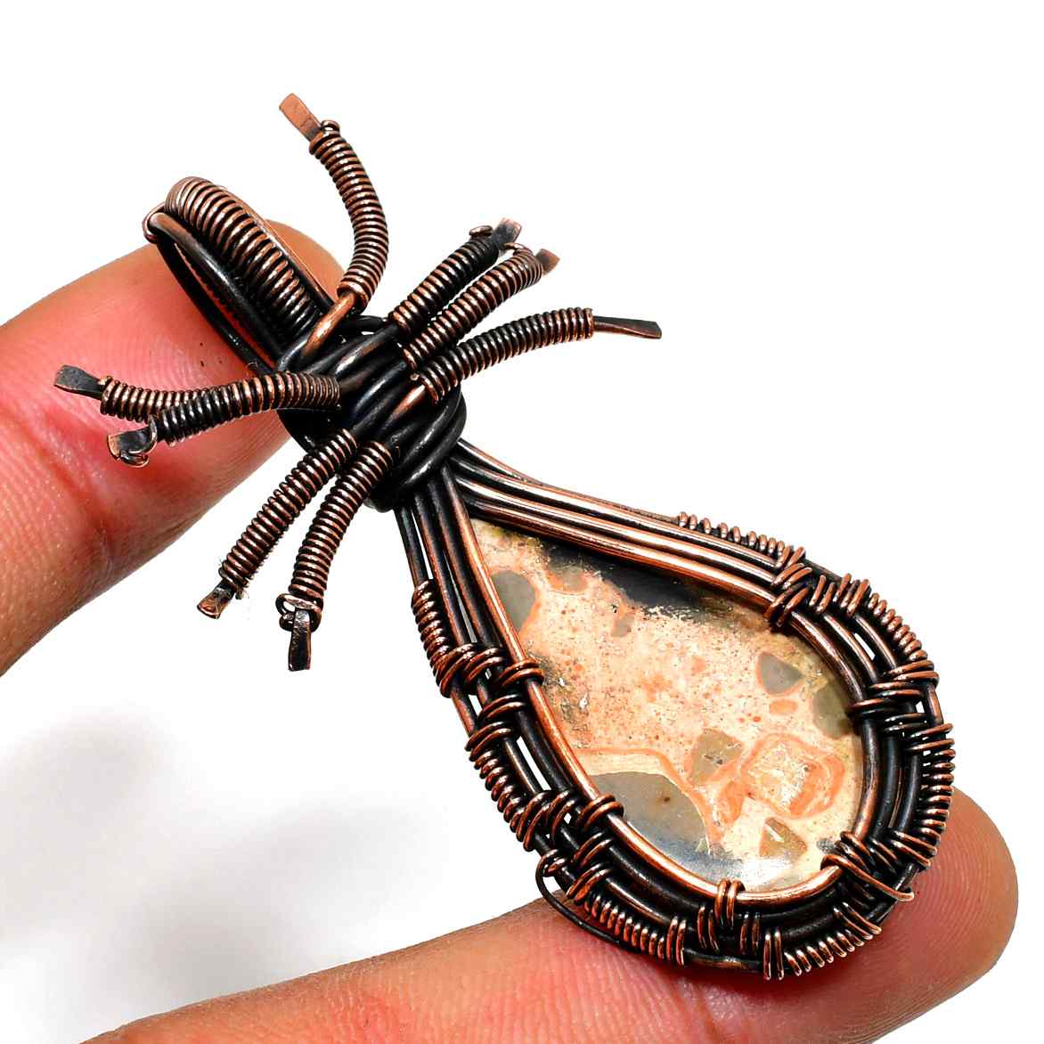 Gaia’s Guard – Copper Wrapped Natural Stone Pendant