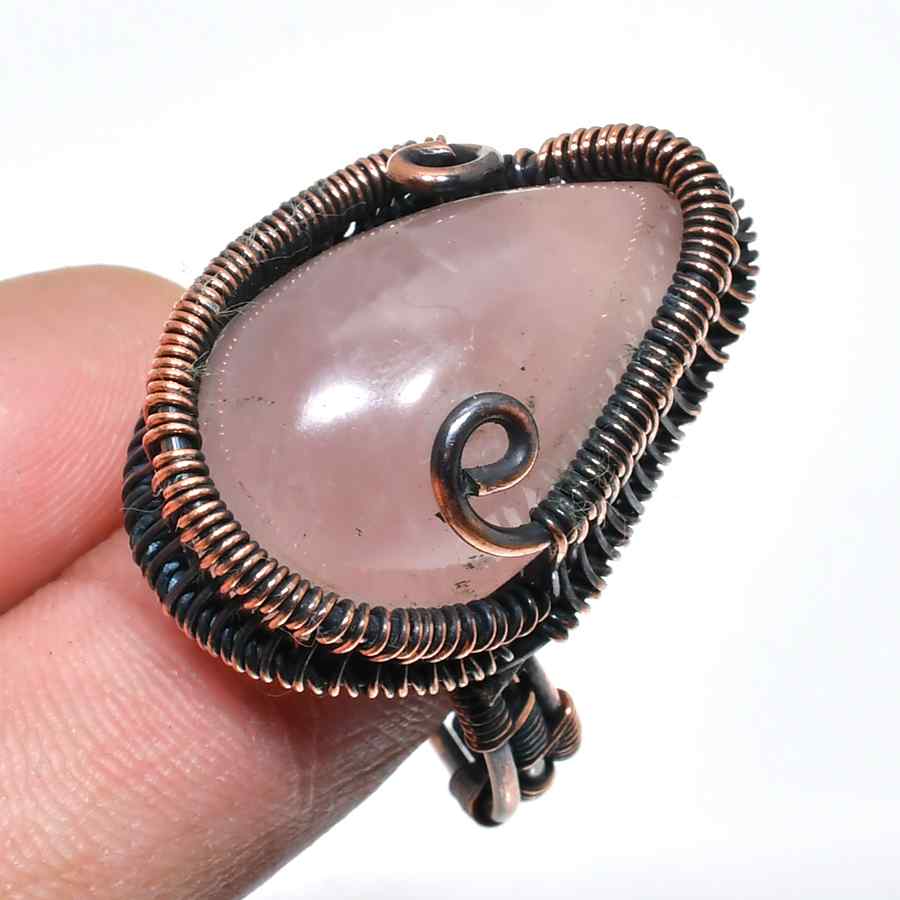 Serenity’s Heart – Rose Quartz Copper Ring