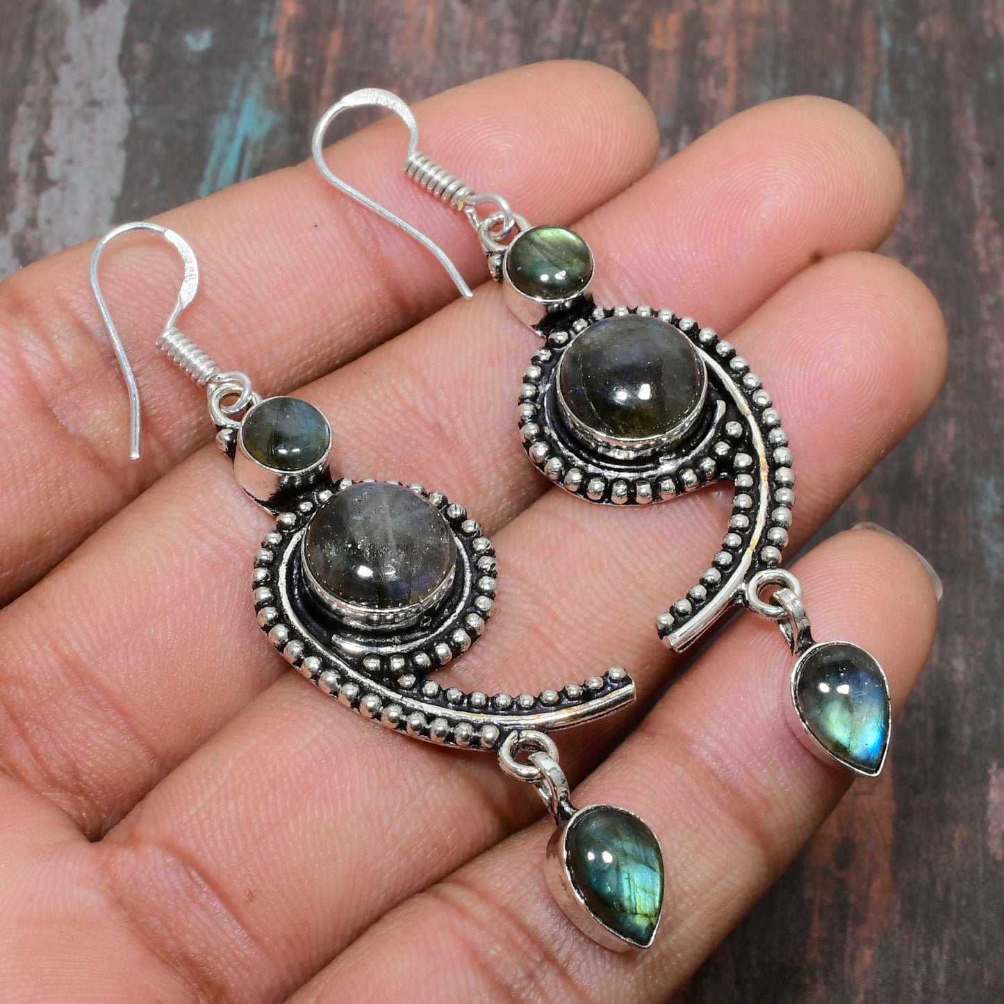 Mystic Aurora – Sterling Silver Labradorite Earrings