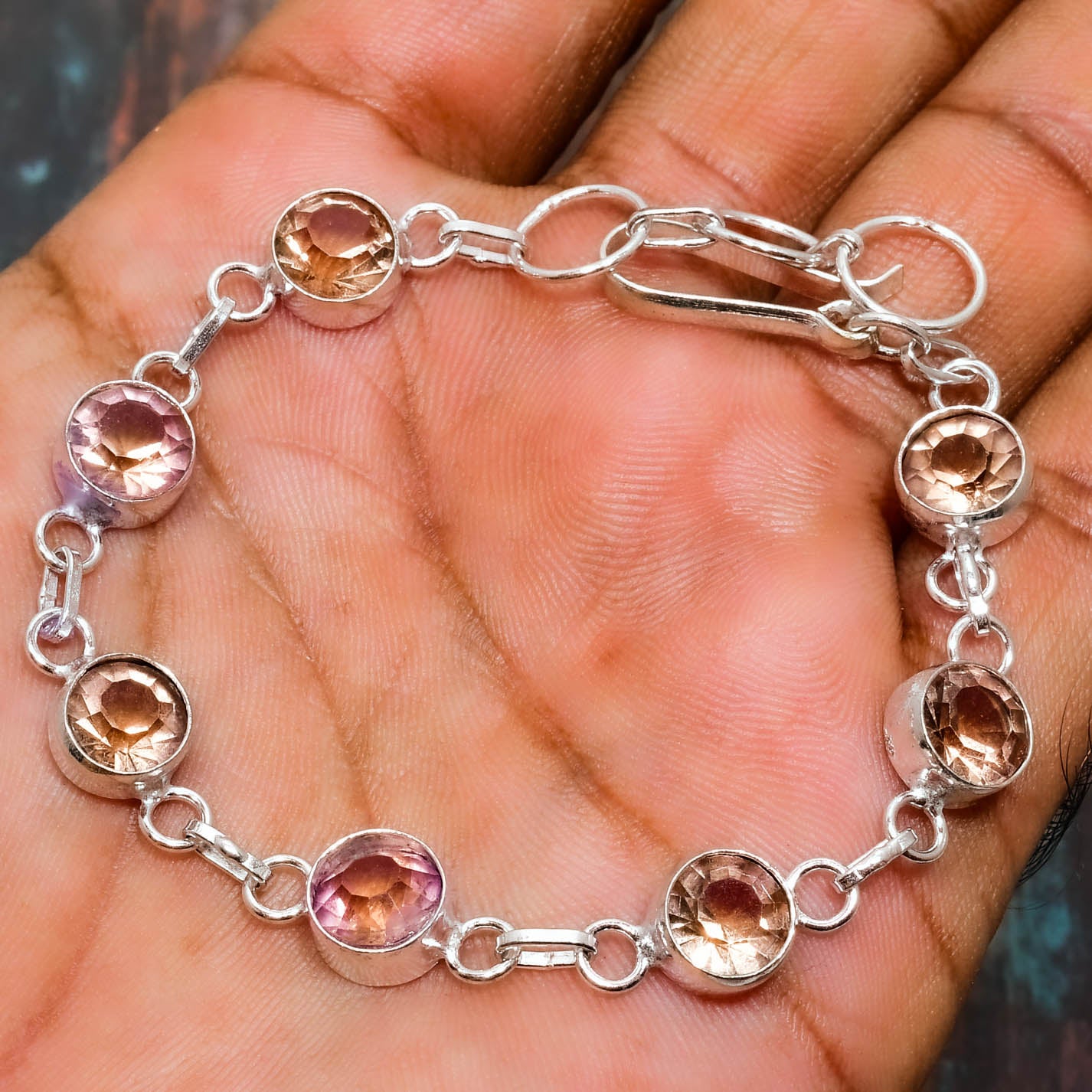 Luna’s Heart – Rose Quartz & Sterling Silver Bracelet