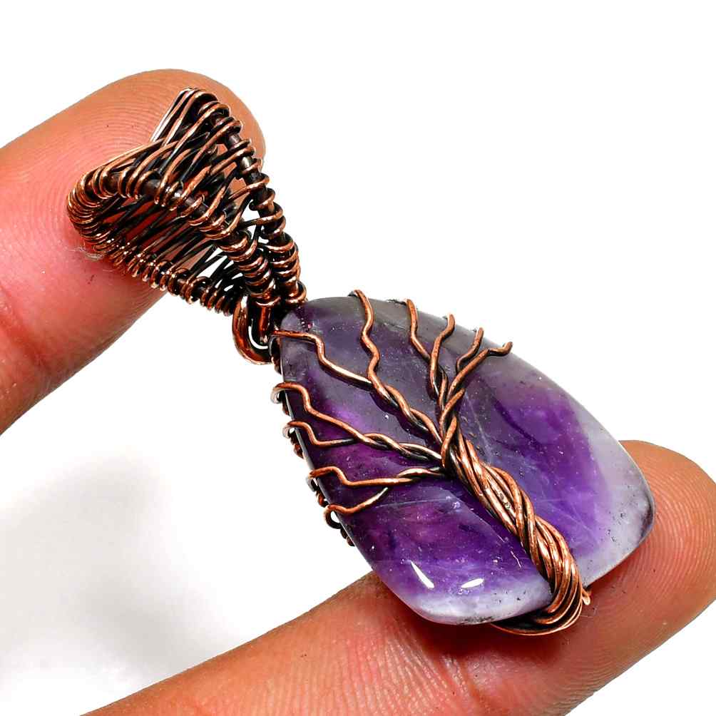 Ezra’s Veil – Oxidized Copper Amethyst Pendant