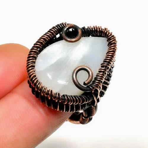 Luna’s Embrace – Oxidized Copper Moonstone Ring