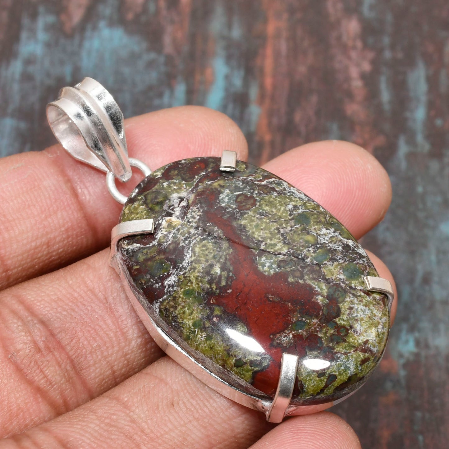 Earth’s Embrace – Sterling Silver Bloodstone Pendant
