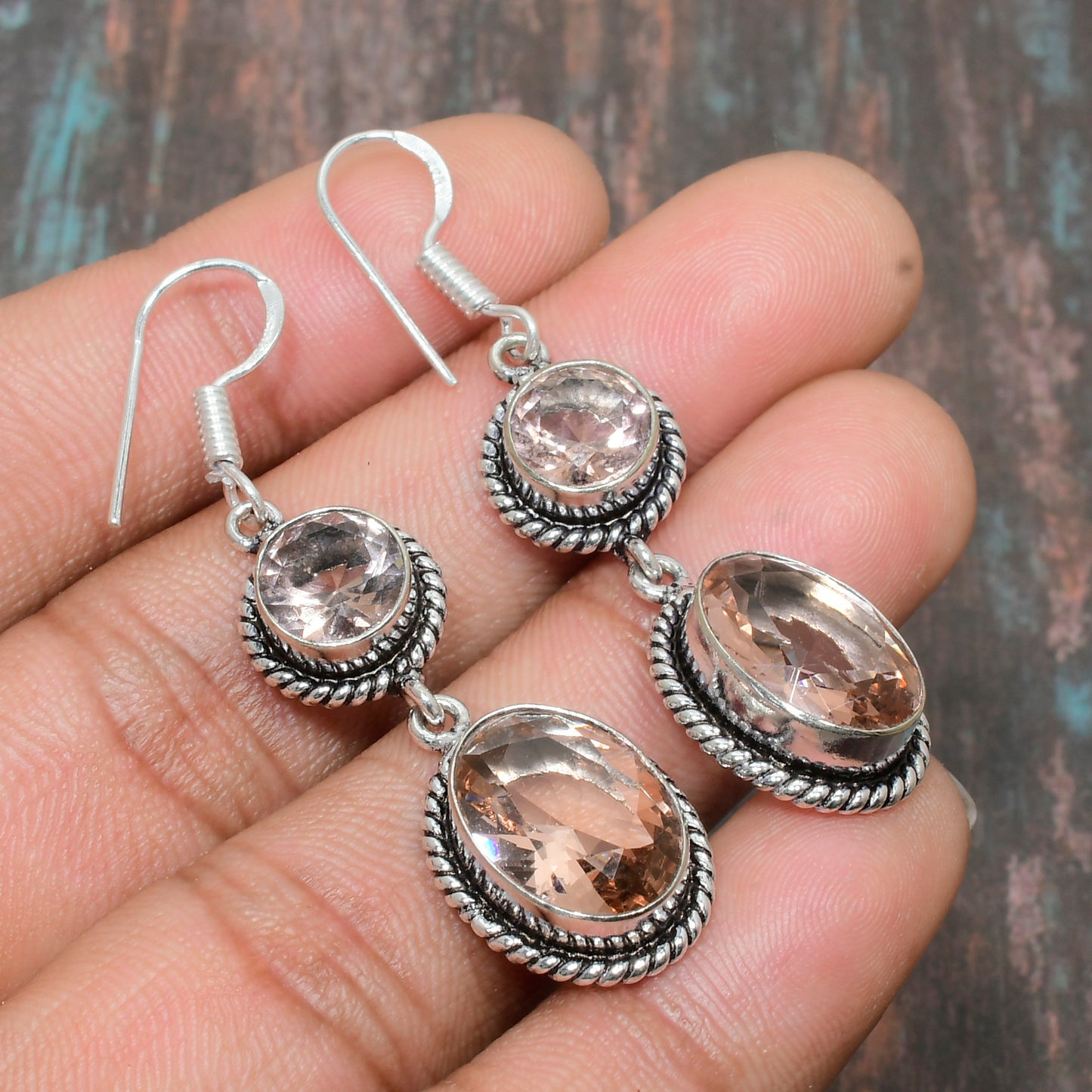 Seraphina’s Embrace – Rose Quartz Sterling Silver Earrings