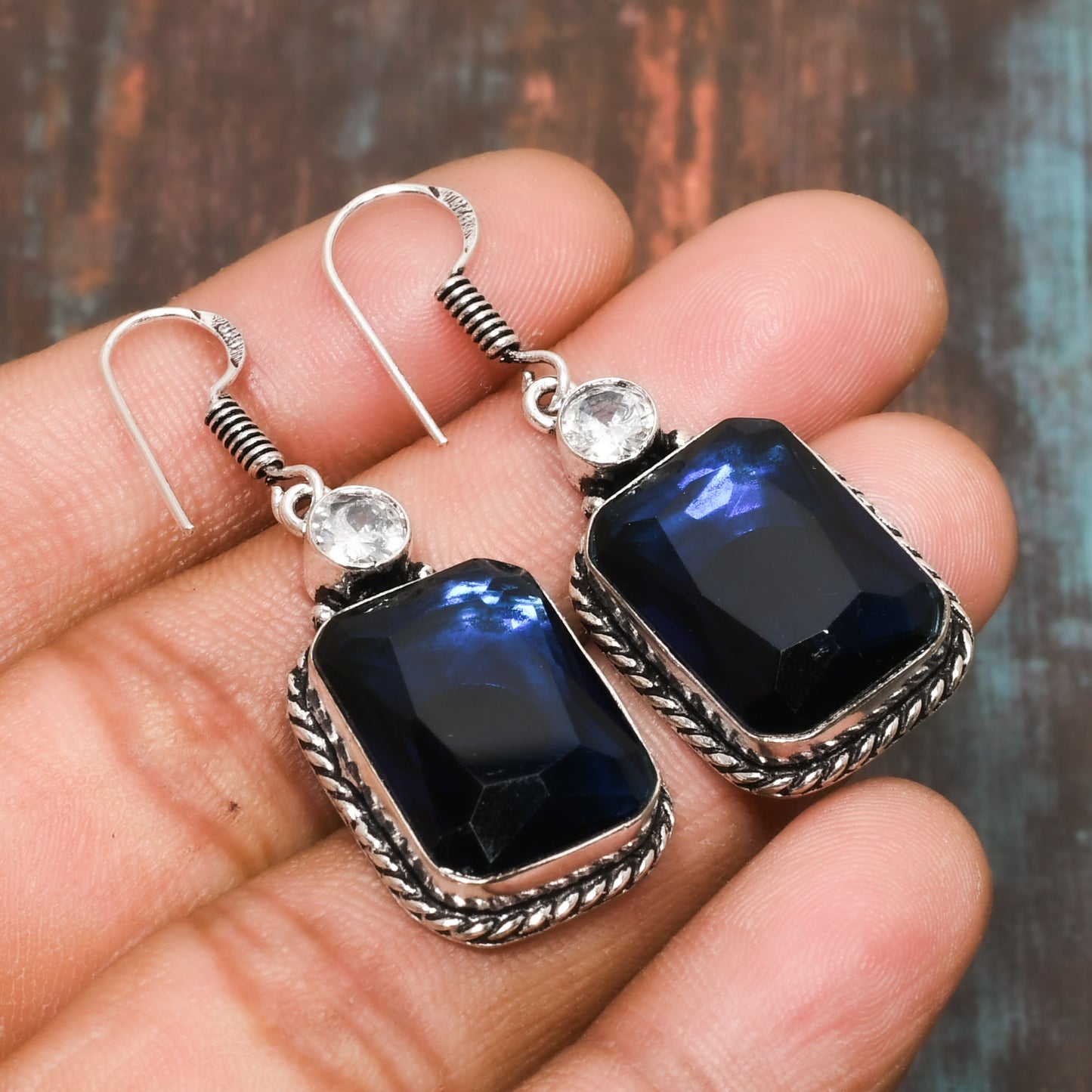 Luna’s Clarity – Sapphire Sterling Silver Earrings