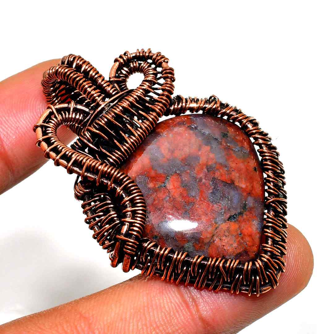 Heartstone Embrace – Jasper & Copper Pendant