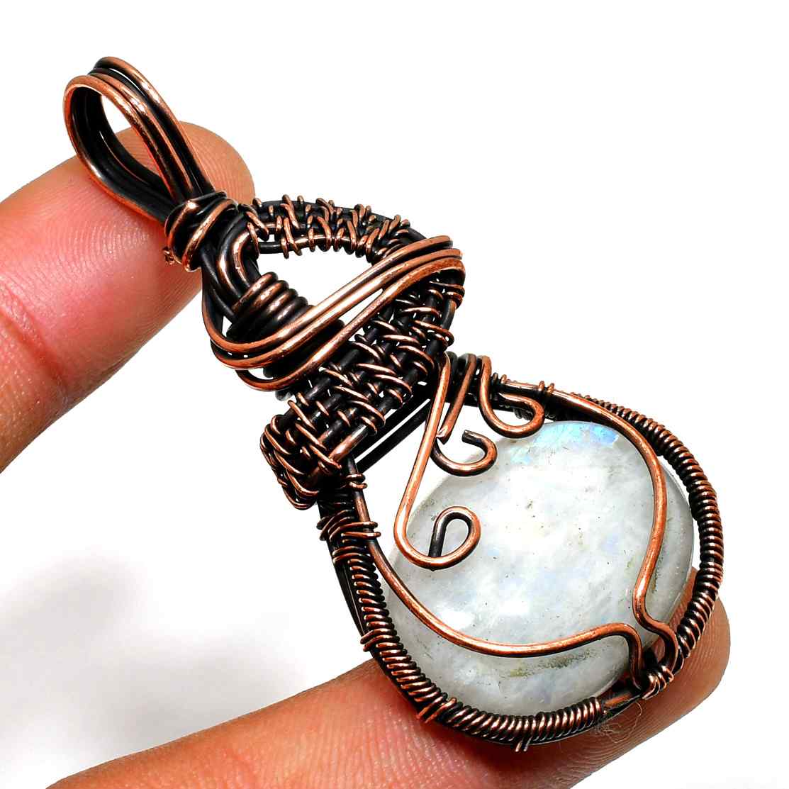Luna’s Whisper – Moonstone Copper Pendant