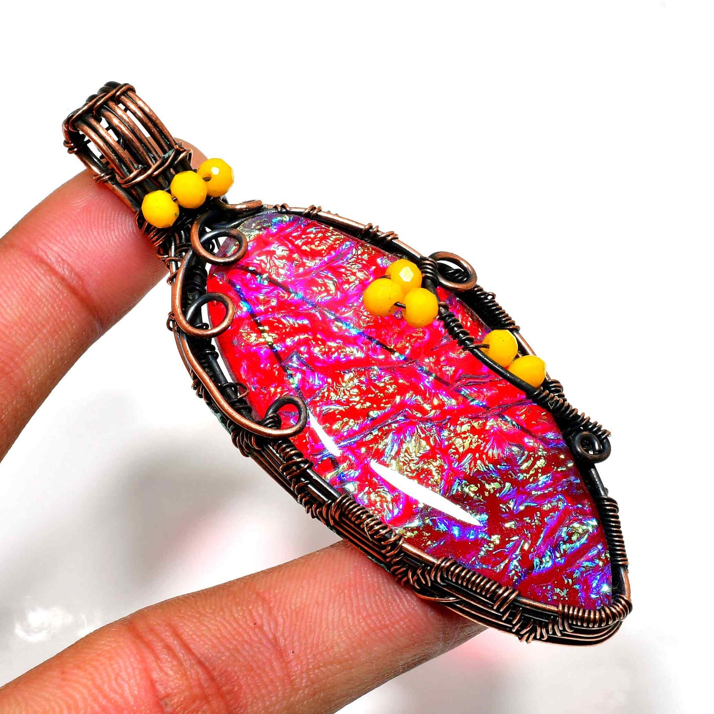Luna’s Blush – Pink Aura Quartz Copper Pendant