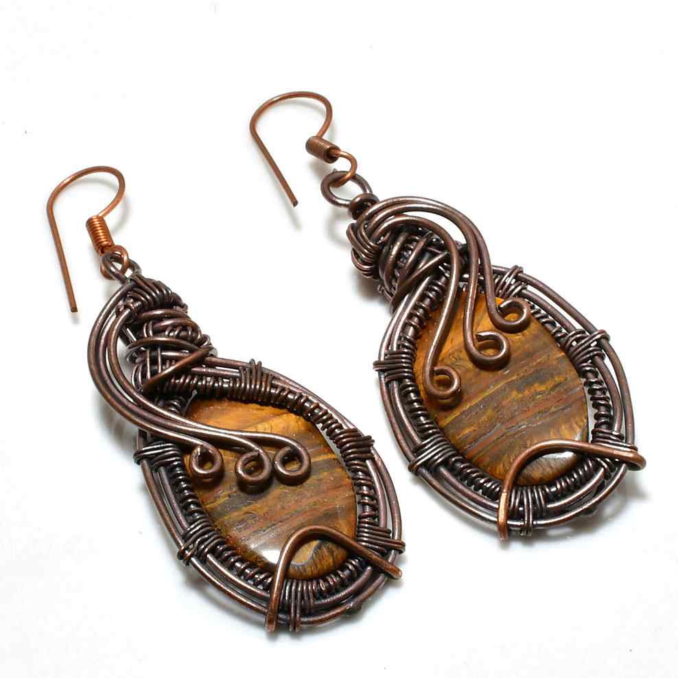 Tiger’s Heart – Oxidized Copper Earrings