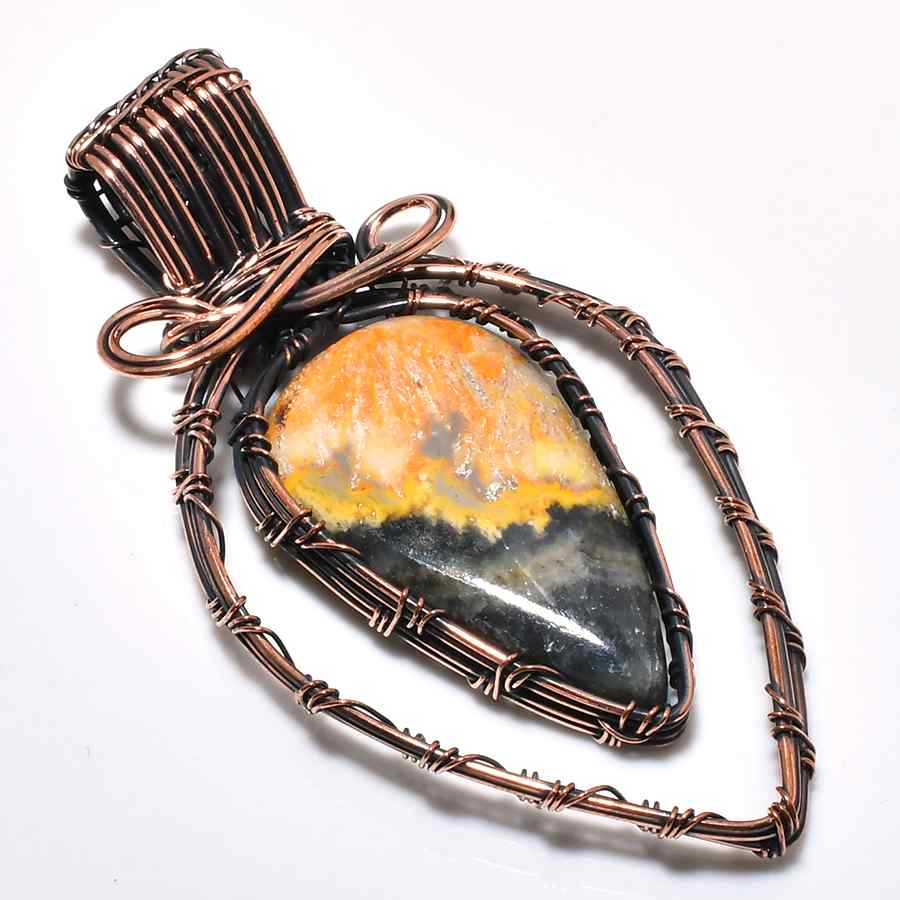 Ember’s Guardian – Copper-Wrapped Natural Stone Pendant