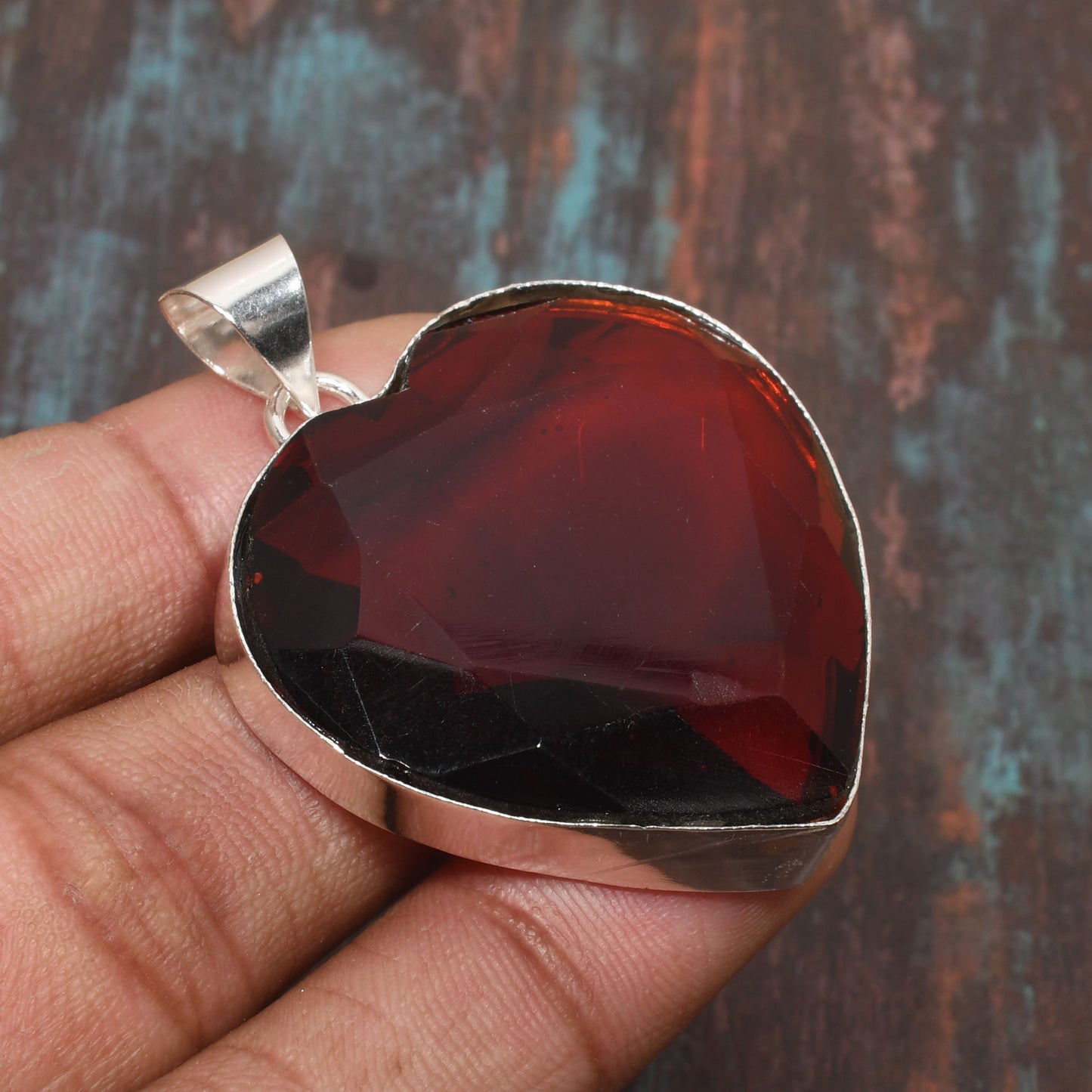 Ember’s Heart – Garnet & Sterling Silver Pendant