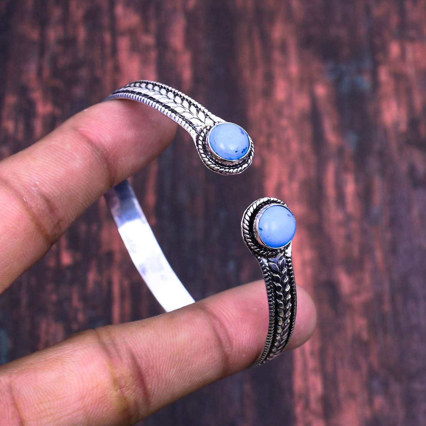 Ocean’s Embrace – Larimar Silver Cuff