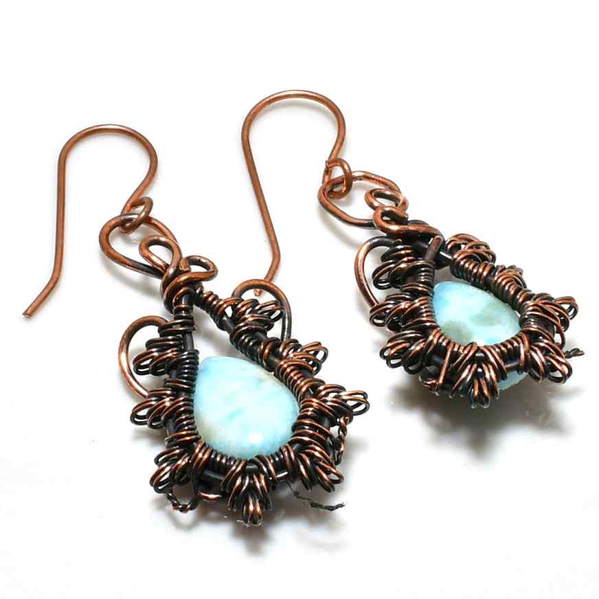 Ocean’s Whisper – Larimar & Copper Earrings