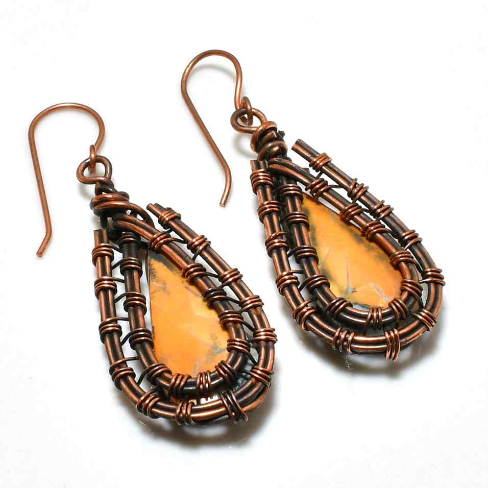 Golden Mirage – Golden Jasper & Copper Earrings