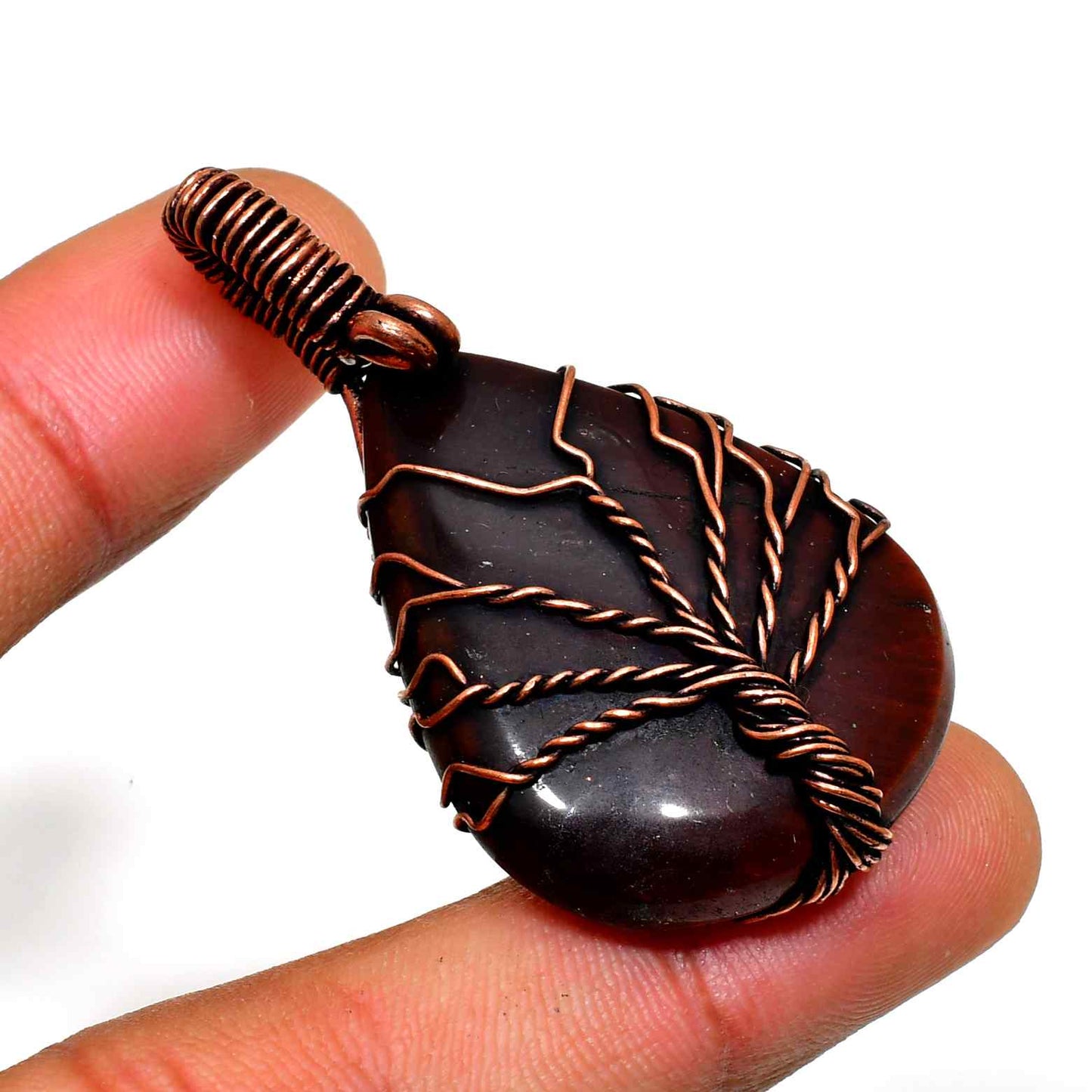 Terra’s Embrace – Dark Gemstone Copper Pendant