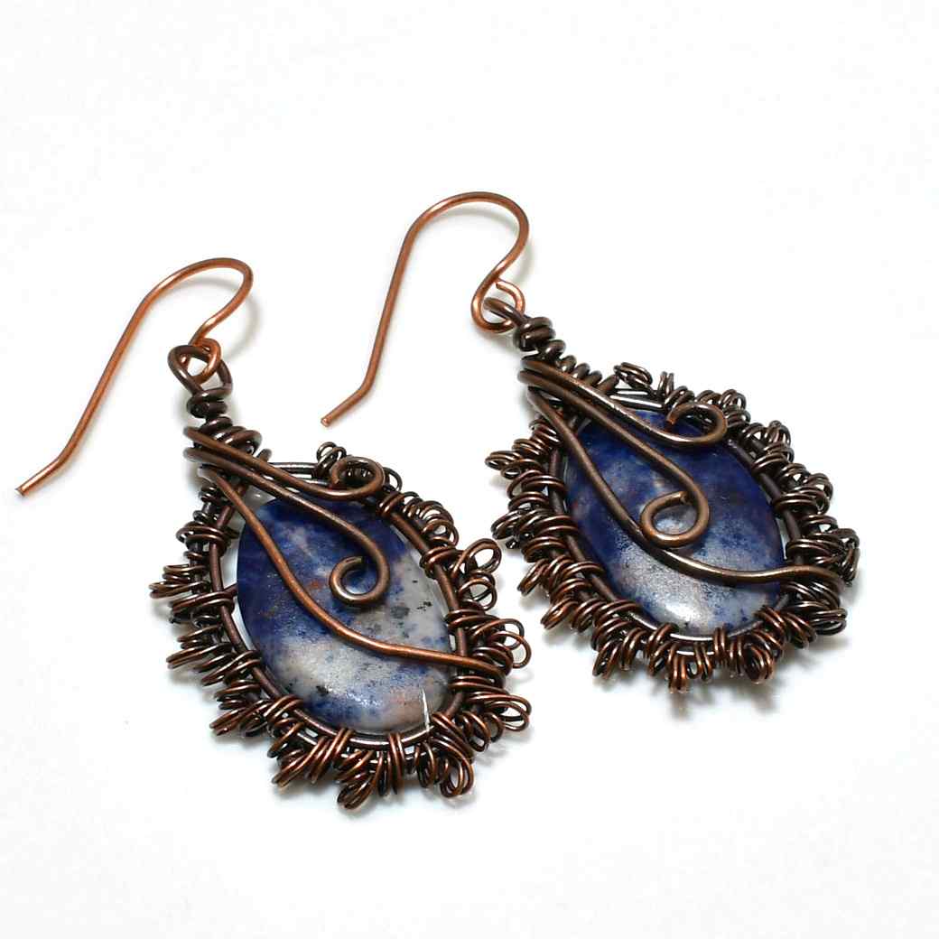 Celeste’s Gaze – Lapis Lazuli Copper Earrings