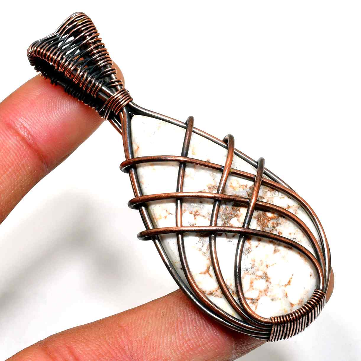 Gaia’s Whisper – Copper-Wrapped Natural Stone Pendant