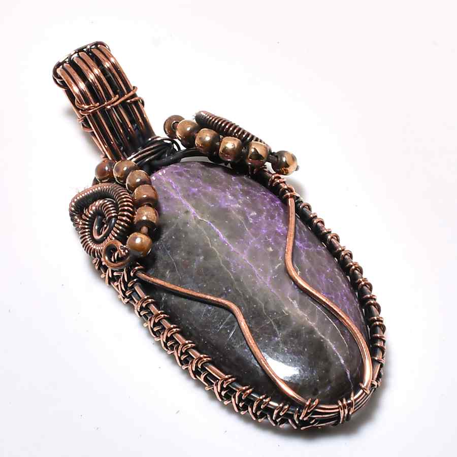 Ezra’s Veil – Amethyst & Oxidized Copper Pendant