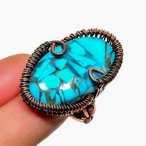 Tranquil Tide – Antique Copper Turquoise Ring