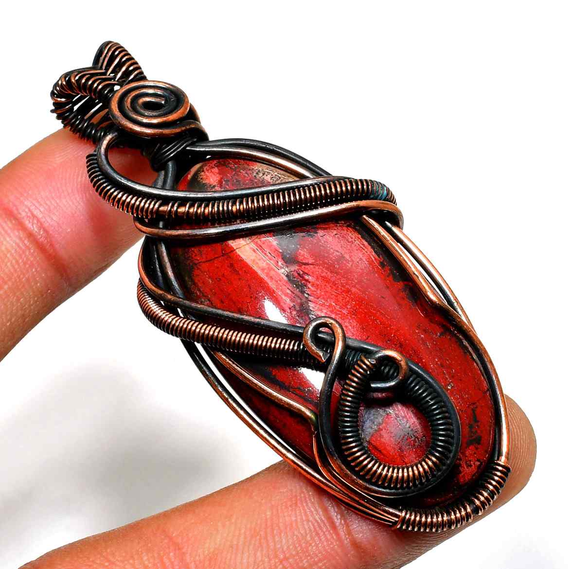 Crimson Anchor – Red Jasper Copper Pendant