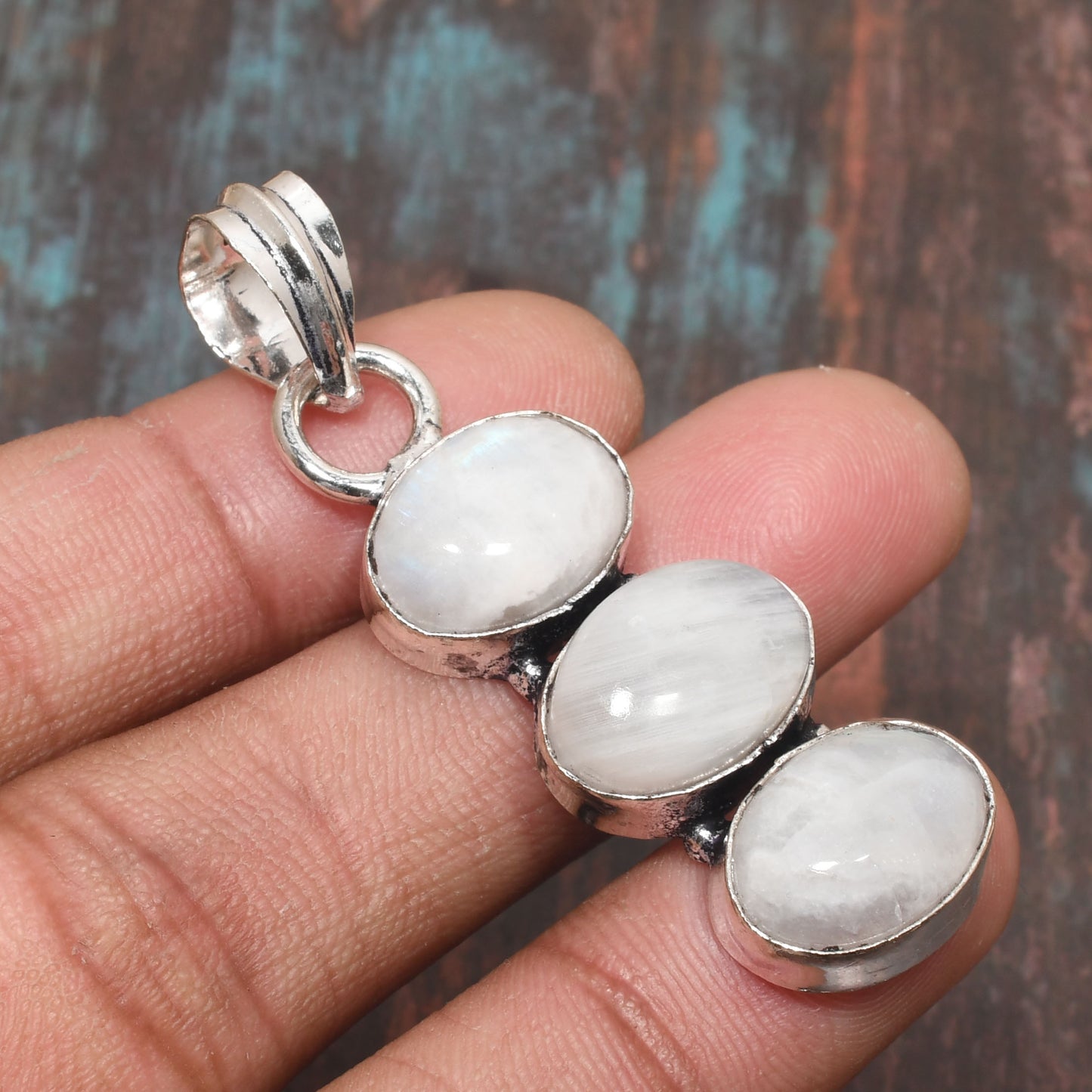 Selene’s Triad – Silver Moonstone Pendant