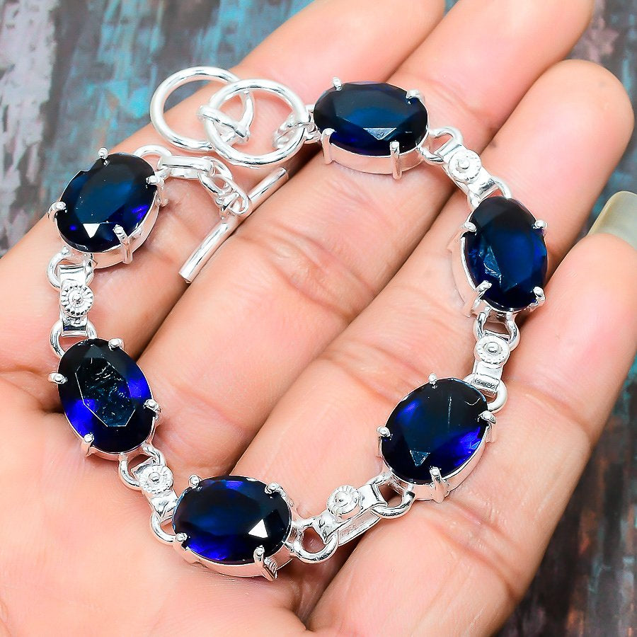 Sapphire Serenity – Sterling Silver Bracelet