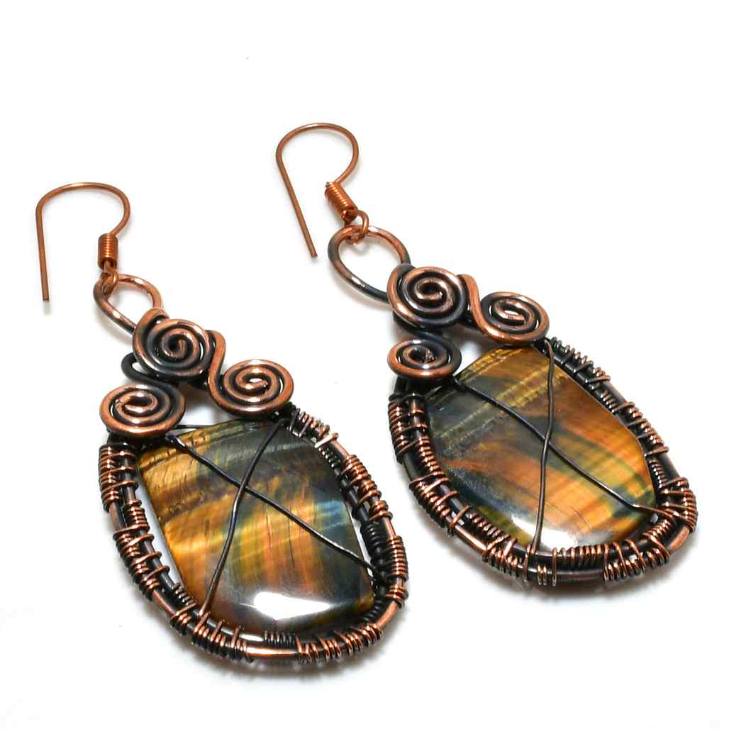Whispering Winds – Tiger’s Eye Copper Earrings