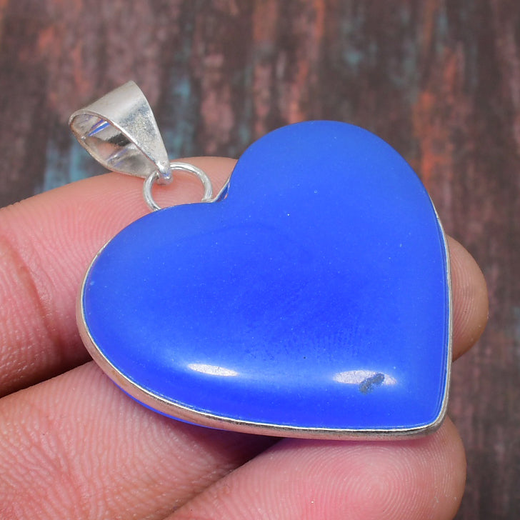 Heart of Blue – Chalcedony Silver Pendant