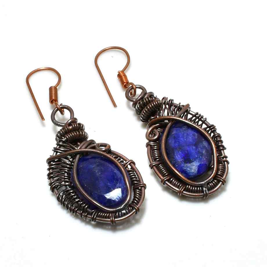 Luna’s Whisper – Lapis Lazuli Copper Earrings