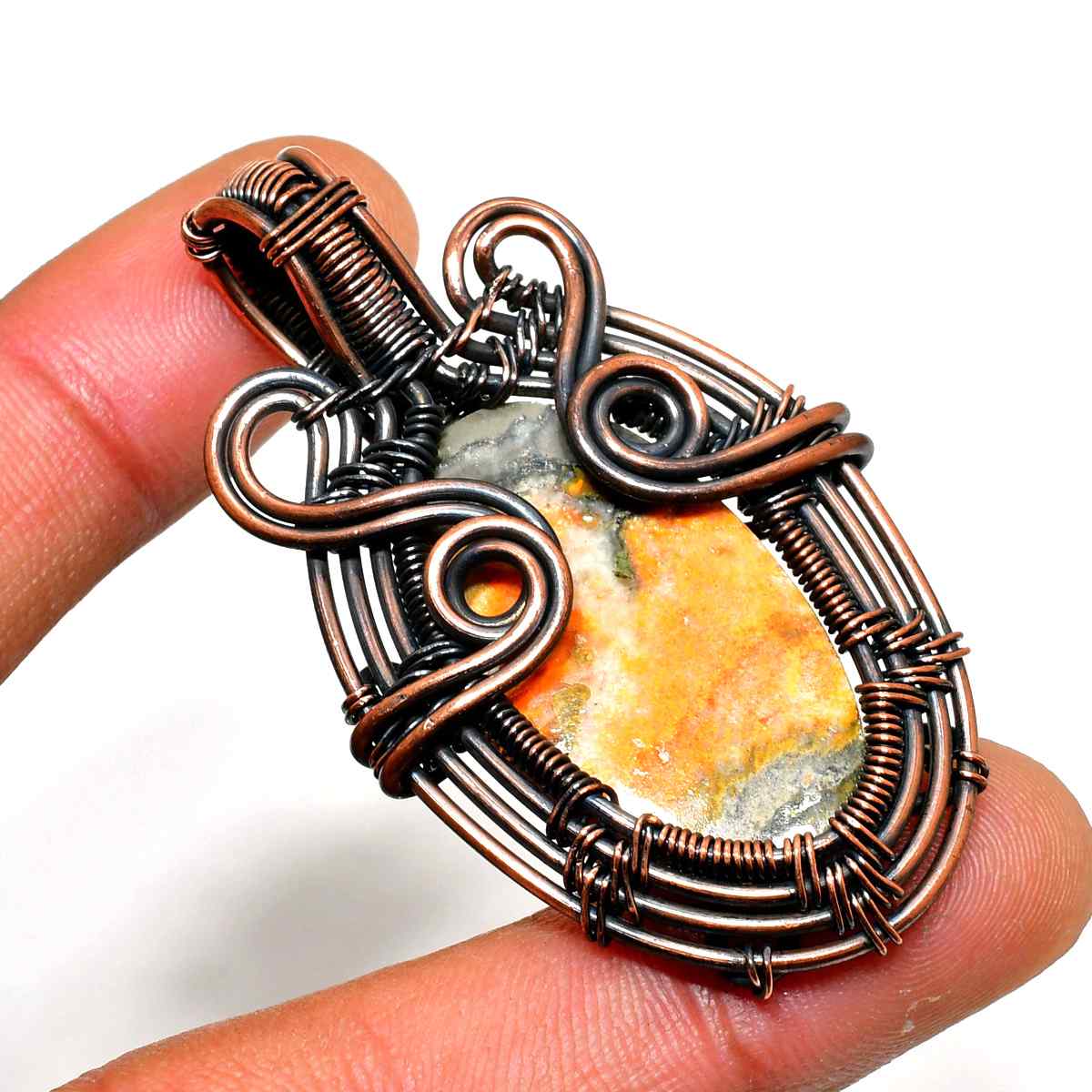 Gaia’s Embrace – Copper-Wrapped Gemstone Pendant