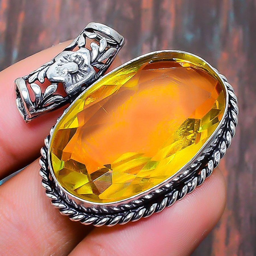 Sunshine Aura – Sterling Silver Citrine Pendant